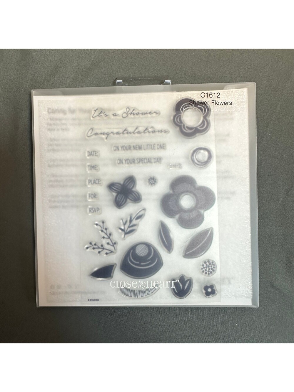 Close To My Heart C1612 Shower Flowers Acrylic Stamp Set